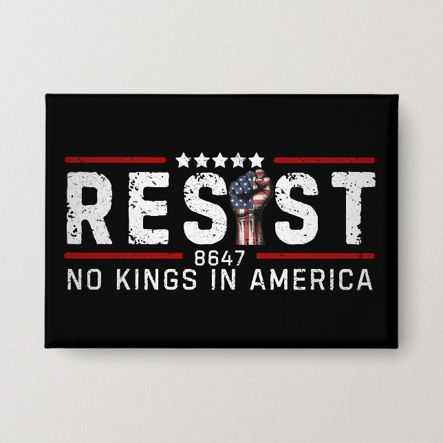 Retro Widerstehen Keine Könige In Amerika Button (Vorderseite)