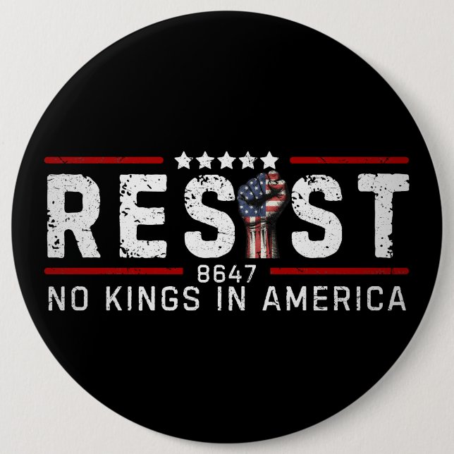 Retro Widerstehen Keine Könige In Amerika Button (Vorderseite)