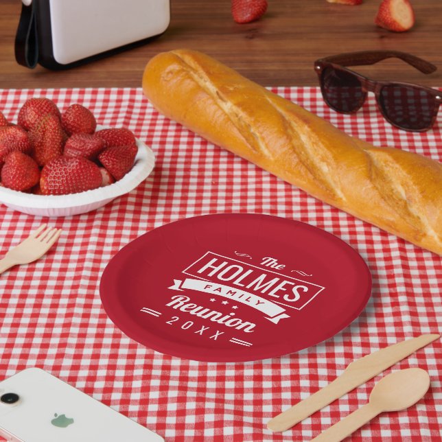 Retro-Wiedersehen-Logo für moderne Familien Pappteller (Picknick)