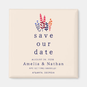 Retro Wild Blume außer Foto Save the Date Hochzeit Magnet