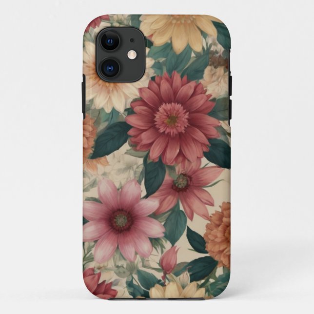 RETRO WILD BLUME PATTERN Case-Mate iPhone HÜLLE (Rückseite)