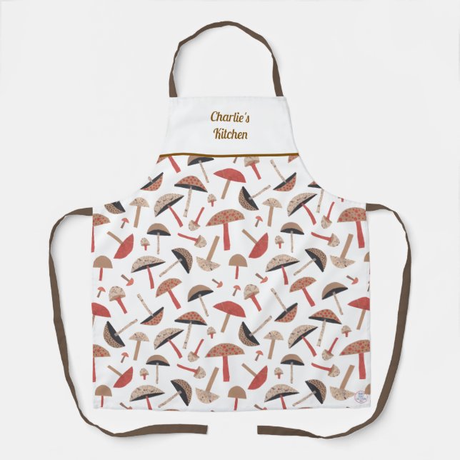 Retro Wild Mushrooms Niedlich Whimsical Botanical Schürze (Vorderseite)
