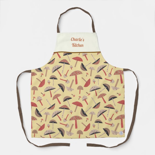 Retro Wild Mushrooms Niedlich Whimsical Botanical Schürze (Vorderseite)