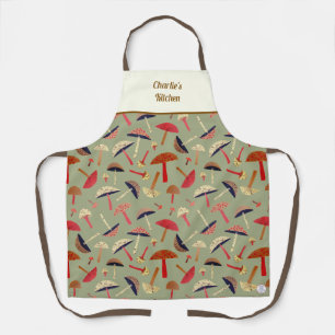 Retro Wild Mushrooms Niedlich Whimsical Botanical Schürze