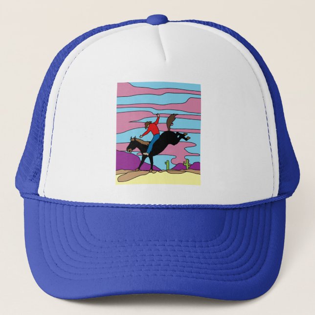 Retro Wild West Cowboys Rodeo Truckerkappe (Vorderseite)