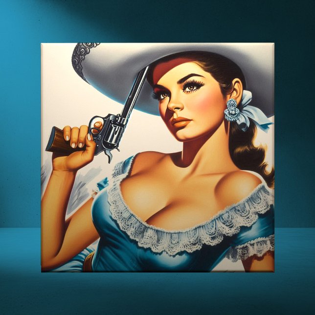 Retro Wild West Pin-up Fliese (Von Creator hochgeladen)