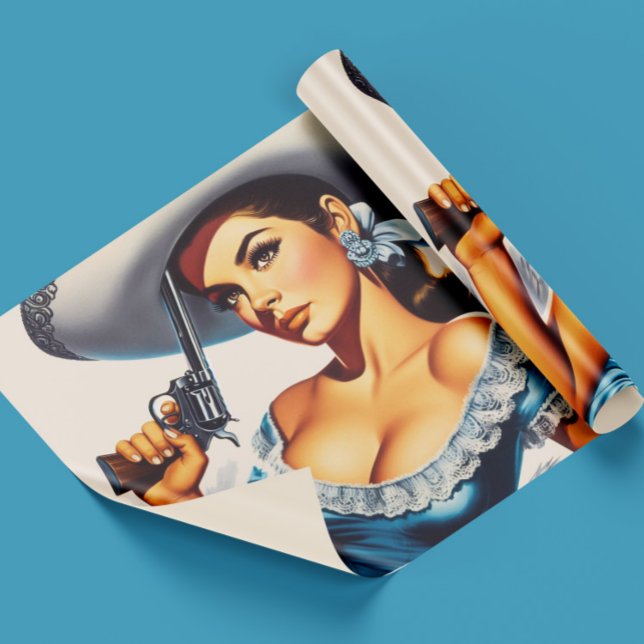 Retro Wild West Pin-up Geschenkpapier (Von Creator hochgeladen)