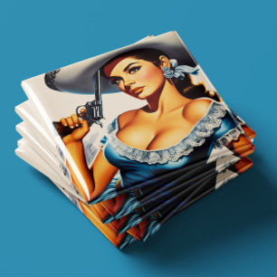 Retro-Wild-West-Pin-up Magnet