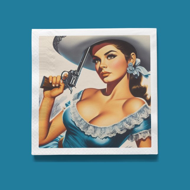 Retro Wild West Pin-up Serviette (Von Creator hochgeladen)