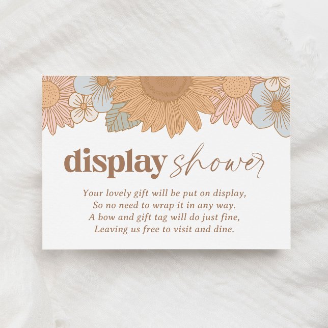 Retro Wildblume Girl Babydusche Begleitkarte (Von Creator hochgeladen)