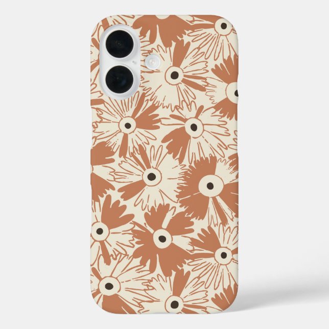 Retro-Wildblume Große Blumen-Terrakotta Case-Mate iPhone Hülle (Rückseite)