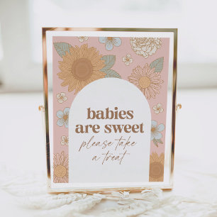 Retro Wildblume Kinderdusche Babys sind süßes Zeic Poster