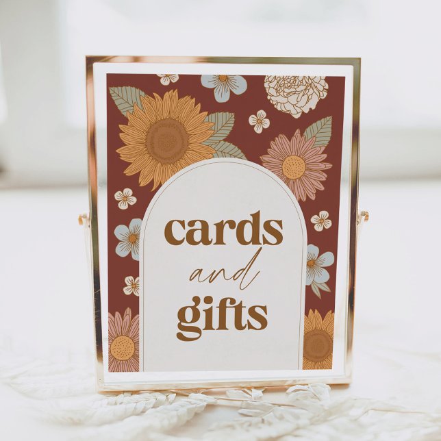 Retro Wildblume Kinderduschkarten und Geschenkschi Poster (Von Creator hochgeladen)