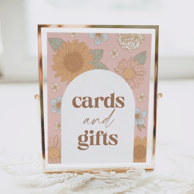 Retro Wildblume Kinderduschkarten und Geschenkschi Poster (Von Creator hochgeladen)