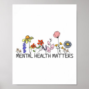 Retro-Wildblume Psychische Gesundheitsprobleme Sen Poster