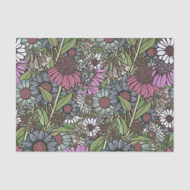 Retro Wildblume Wintergarten Seidenpapier (Vorderseite)