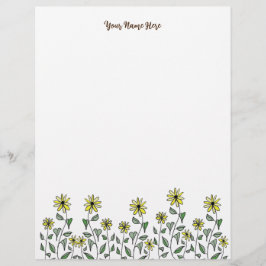 Retro-Wildblumen-Doodle Personalisiert Süße Blumen Briefbogen