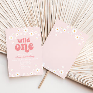 Retro wilde eine Daisy Boho Blumen zum ersten Gebu Einladung