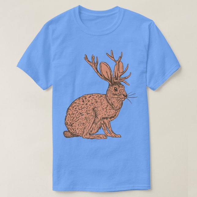 Retro Wilde Tierhasen mit Antilopenhorn J T-Shirt (Design vorne)