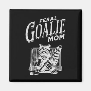 Retro wilder Torwart Hockey-Mama Waschbär Eishocke Magnet