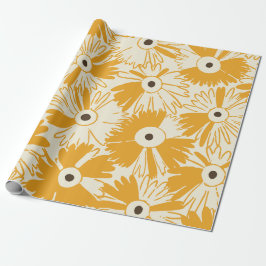 Retro Wildflower Large Scale Floral Goldenrod Geschenkpapier