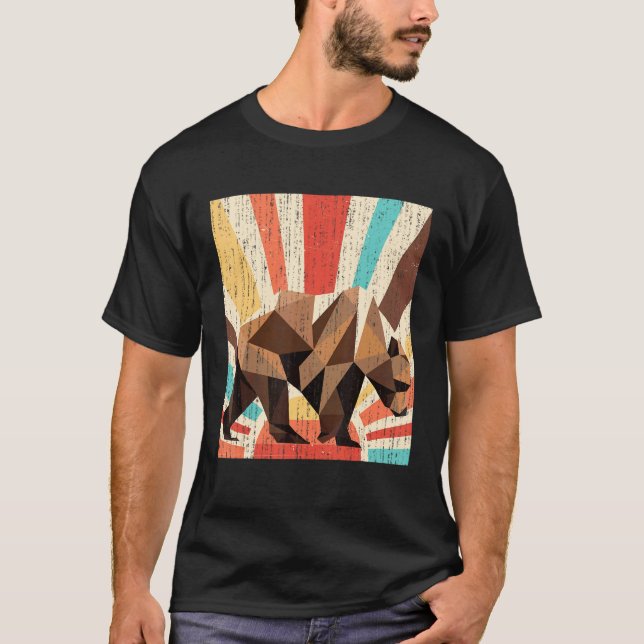 Retro Wildlife Forest Animal Nature Grizzly Bär T-Shirt (Vorderseite)