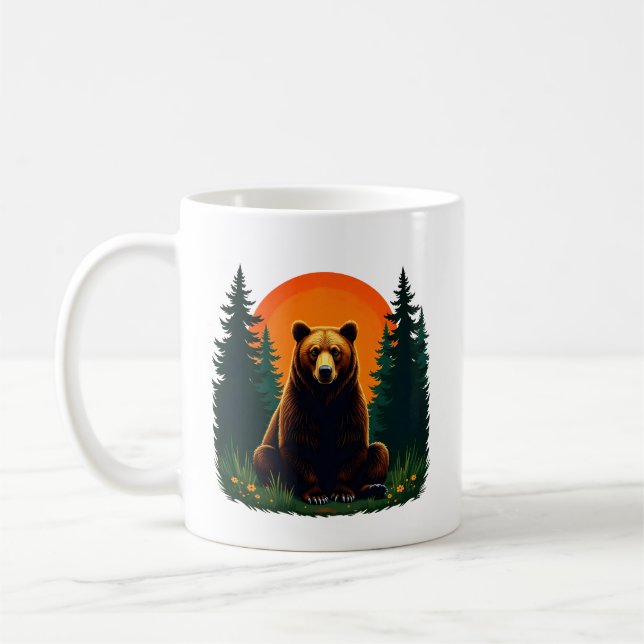 Retro Wildlife Forest Bear Outdoors Nature  Kaffeetasse (Links)