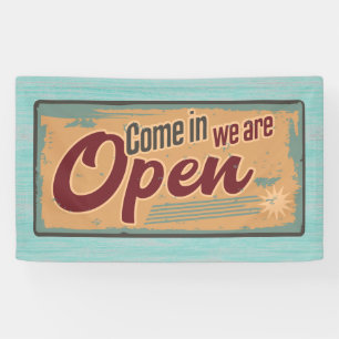 Retro Willkommensschild offen für Geschäft Banner