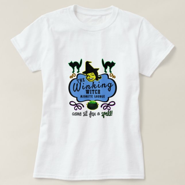 Retro Winking Hexenlounge T - Shirt (Design vorne)
