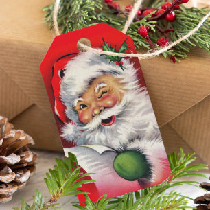 Retro Winking Santa Claus Weihnachten Geschenkanhänger