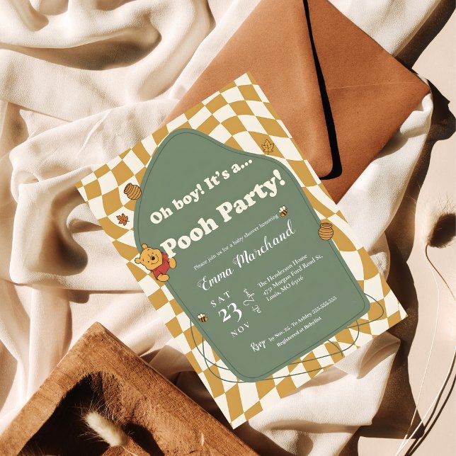 Retro Winnie the Pooh "Oh Boy! It's a Pooh Party!" Einladung (Von Creator hochgeladen)