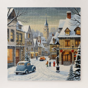 Retro Winter Cityscape Puzzle