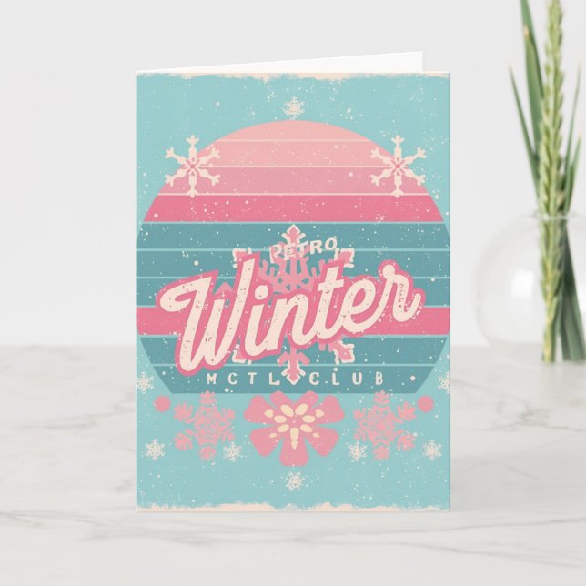 Retro Winter Club – Vintage Ski Greeting Card Karte (Vorderseite)