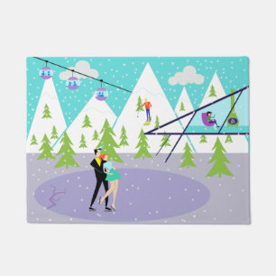 Retro Winter-Skiort-Tür-Matte Fußmatte