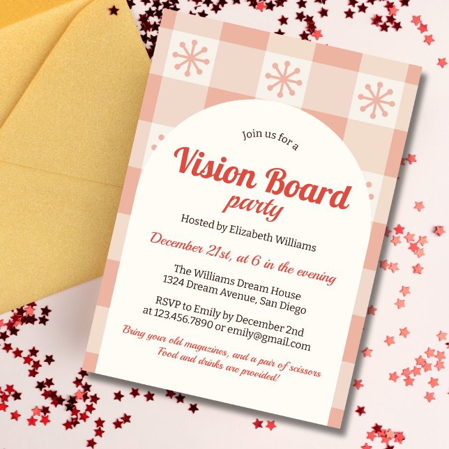 Retro Winter Snowflakes Traumvision Party Einladung (Retro Winter Snowflakes Dream Vision Board Party Invitation)