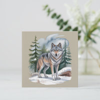 Retro-Winter-Wolf-Aquarell 90er-Wildnis Natur