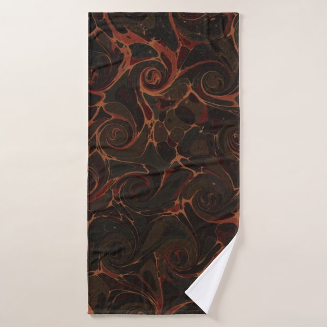 Retro Wirbel Dark Brown Badehandtuch (Badehandtuch)