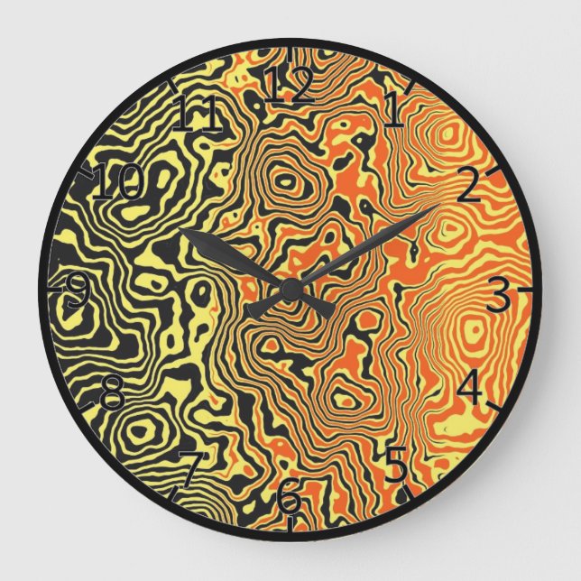 Retro-Wirbel Große Wanduhr (Vorderseite)