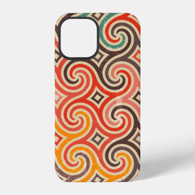 Retro-Wirbel-Illustrationsmuster iPhone Hülle (Rückseite)