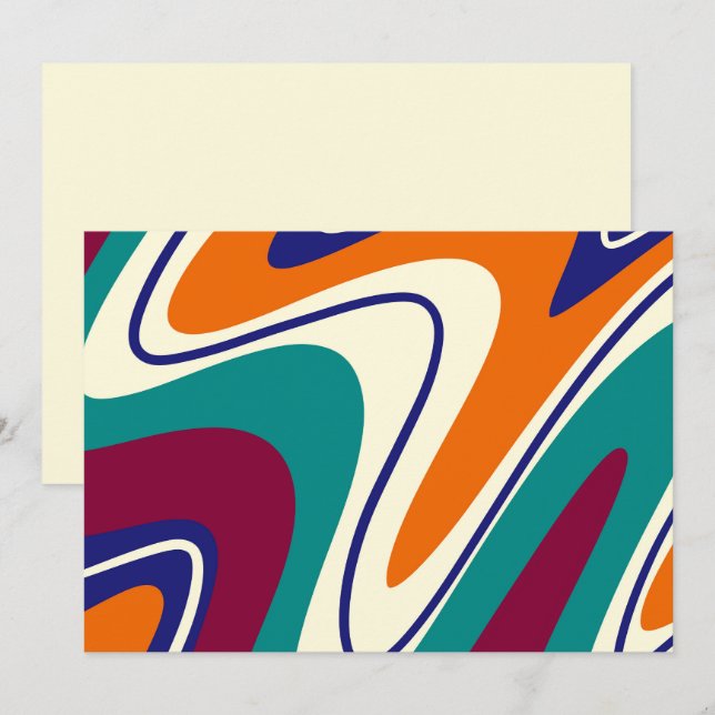 Retro-Wirbel - Klassischer 70er-Stil Einladung (Vorne/Hinten)