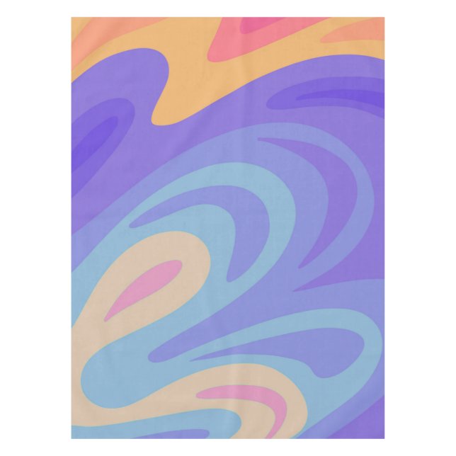 Retro-Wirbel - lila & orange Tischdecke (Vorderseite)