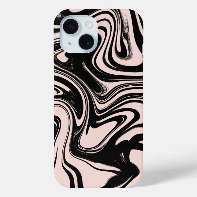 Retro-Wirbel Schwarz & Beige Case-Mate iPhone Hülle (Rückseite)