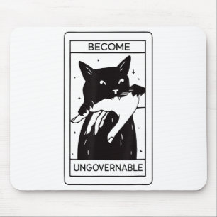 Retro wird unregierbar schwarze Katze beißen Hand Mousepad