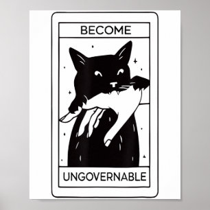 Retro wird unregierbar schwarze Katze beißen Hand  Poster