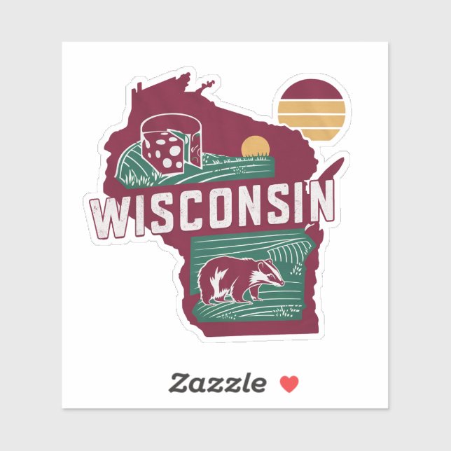 Retro Wisconsin Staat Car Sticker (Blatt)