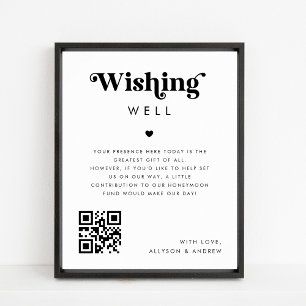 Retro Wishing Well Honeymoon Fund Wedding Poster