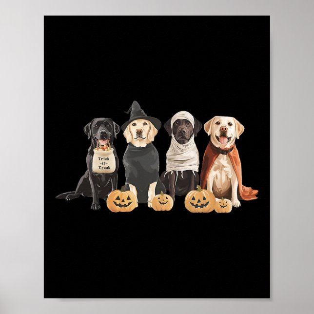 Retro Witch Labrador Retriever Halloween Labrador Poster (Vorne)