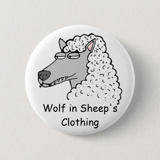 Retro Wolf im Schafspelz Button (Vorderseite)