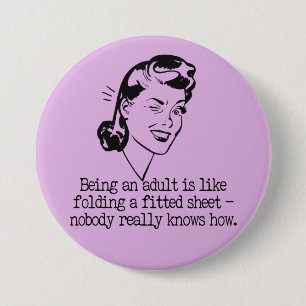 Retro Woman Funny Quote Button