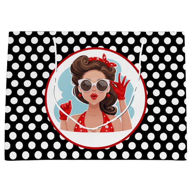 Retro Woman Geschenktasche Große Geschenktüte (Vorderseite)